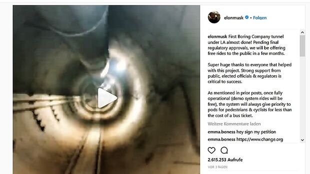 05/2018, Boring Company Elon Musik Tunnel LA Instagram Post