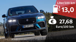 05/2022, Kosten und Realverbrauch Jaguar F-Pace P550 SVR