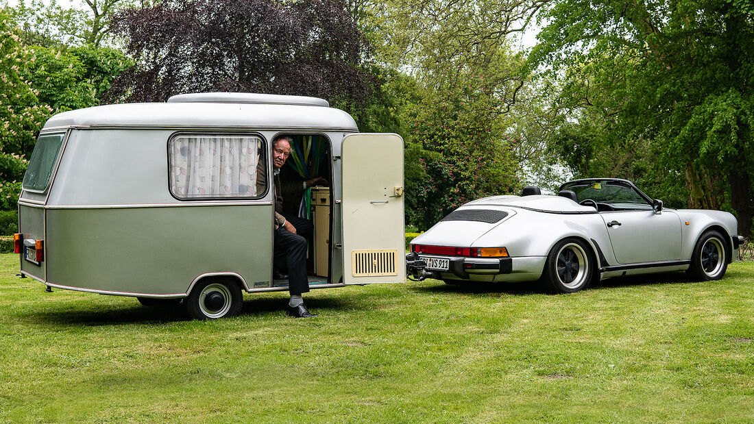 06/2019, Porsche 911 Speedster G-Modell mit Hymer Eriba Puck