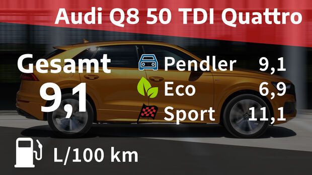 08/2021, Kosten und Realverbrauch Audi Q8 50 TDI Quattro