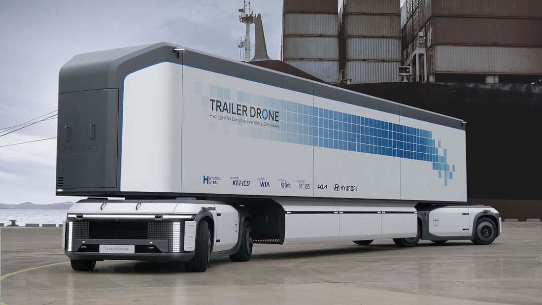 09/2021, Hyundai Trailer Drone autonomer Wasserstoff Lkw