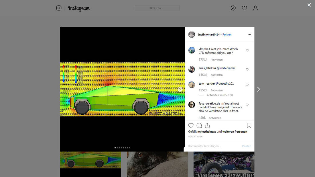 11/2019, Tesla Cybertruck CAD-Simulation