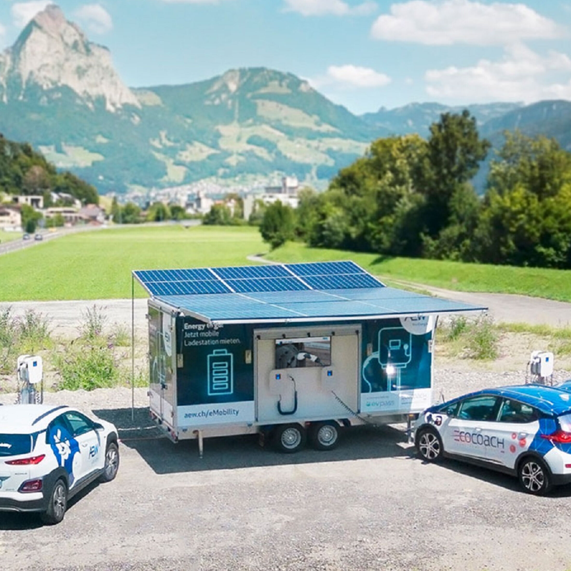 AEW Energie zeigt mobile Solar-Ladestation