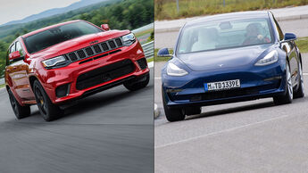 11/2020, Jeep Grand Cherokee Trackhawk und Tesla Model 3 CO2-Pooling