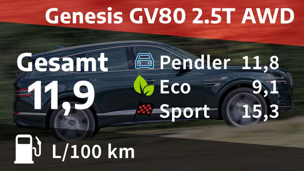 12/2021, Kosten und Realverbrauch Genesis GV80 2.5T AWD Luxus