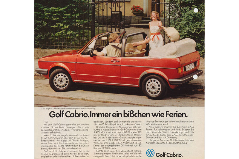 50 Jahre Golf VW Golf I Cabrio Werbung