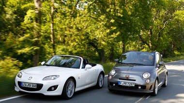 Abarth 500C, Mazda MX-5 2.0, beide Fahrzeuge, Frontansicht