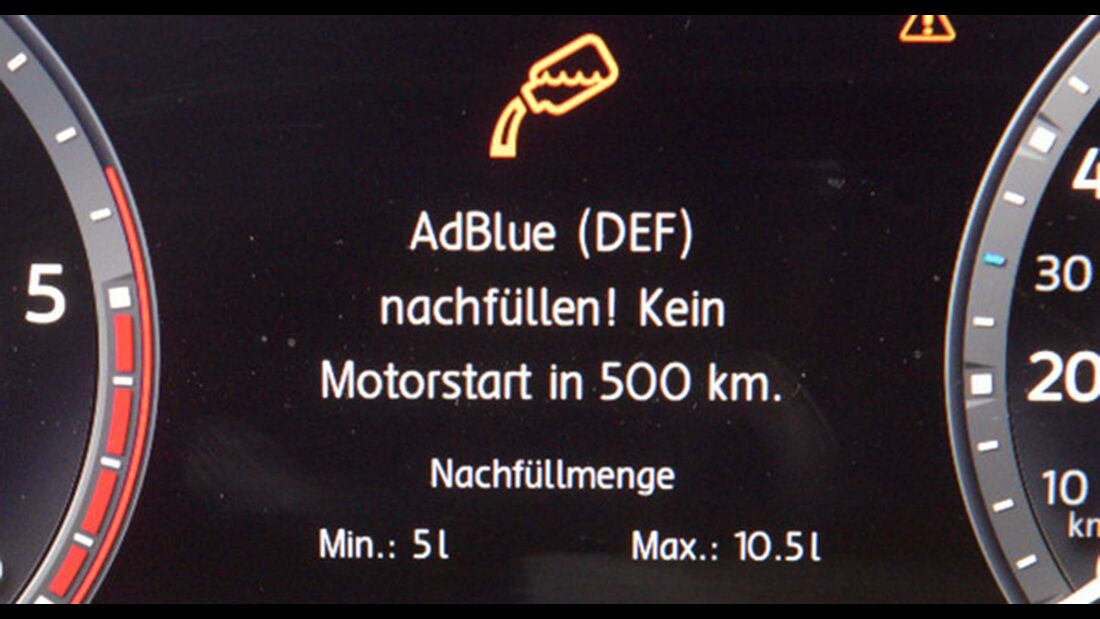 Adblue nachfüllen Meldung im Display VW Touran