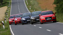 Alfa Romeo Giulietta 1.4 TB, Audi A3 1.8 TFSI, BMW 118i, Citroën DS4 THP 200, Ford Focus 1.6 Ecoboost, Frontansicht