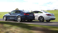 Alpina B4 Biturbo Coupé Allrad, Mercedes E 500 Coupé, Heckansicht