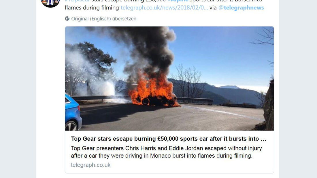 Alpine Feuer Top Gear Twitter