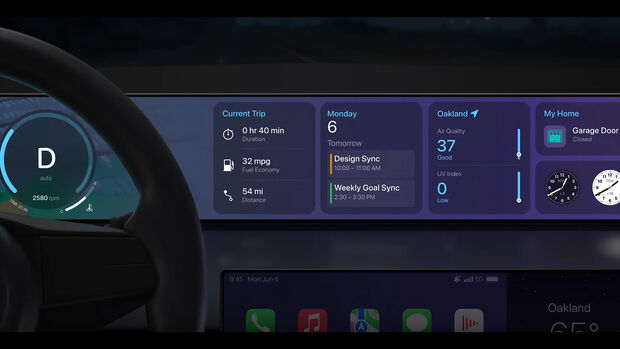 Apple Carplay updates with new designs and control of in-vehicle comfort functions.