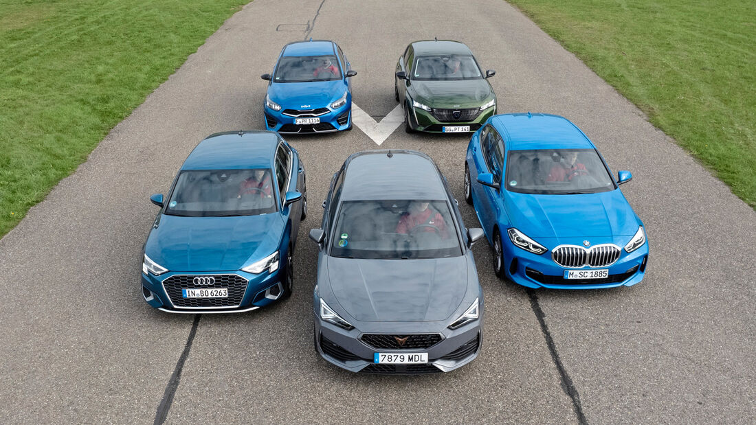 Audi A3, BMW 118i, Cupra Leon, Kia Ceed, Peugeot 308