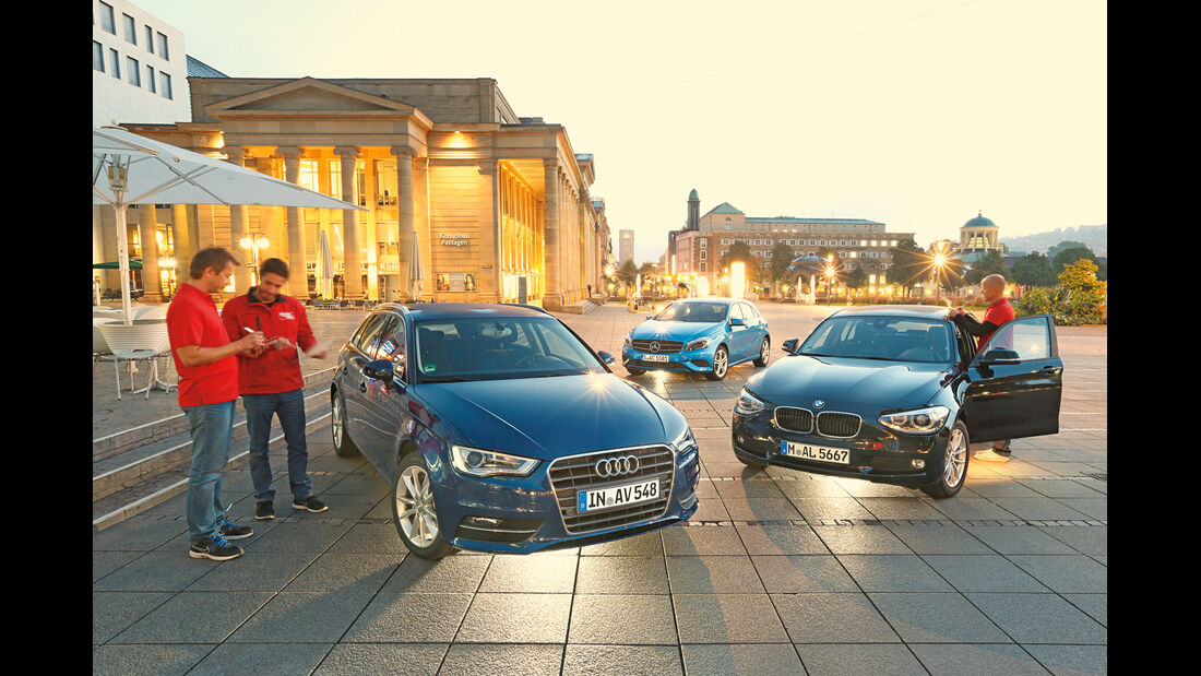 Audi A3 Sportback 1.4 TFSI, BMW 116i, Mercedes A 180, Frontansicht