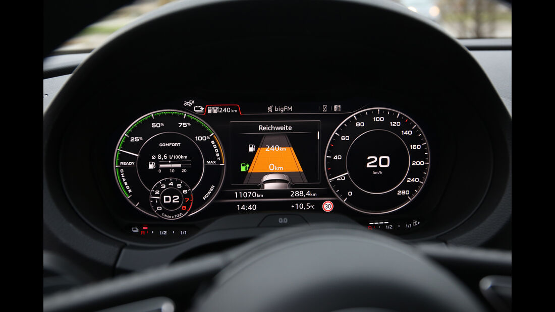 Audi A3 Sportback e-tron, Anzeigeinstrumente
