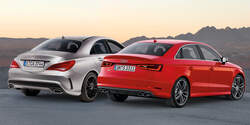 Audi A3 Stufenheck, Mercedes CLA 45 AMG, Heckansicht