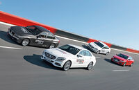 Audi A4 1.8 TFSI, BMW 320i, Mercedes C 200, Volvo S60 T4, Steilwand