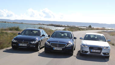 Audi A4 2.0 TDI, BMW 320d, Mercedes C 250 Bluetec, Frontansicht