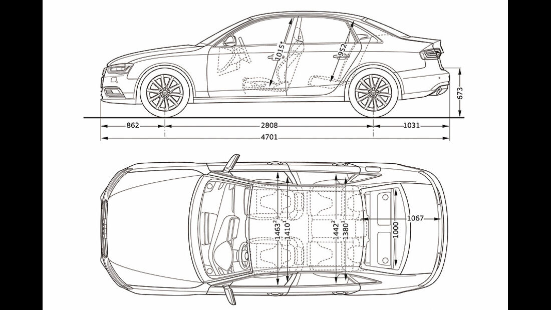 Audi A4, Abmessungen