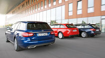 Audi A4 Avant 1.8 TFSI, BMW 320i Touring, Mercedes C 200 T, Heckansicht