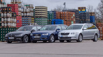 Audi A4 Avant 2.0 TDI, BMW 318d Touring, Skoda Superb Combi 2.0 TDI, Frontansicht
