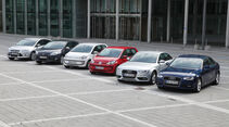 Audi A4, Ford Focus, VW Up, Frontansicht