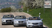 Audi A5 2.0 TFSI Cabrio, BMW 320i Cabrio, Opel Cascada 1.6 SIDI Turbo, Front