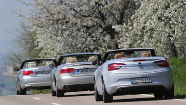 Audi A5 2.0 TFSI Cabrio, BMW 320i Cabrio, Opel Cascada 1.6 SIDI Turbo, Heck