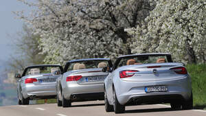 Audi A5 2.0 TFSI Cabrio, BMW 320i Cabrio, Opel Cascada 1.6 SIDI Turbo, Heck