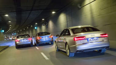 Audi A6 3.0 TDI Quattro, BMW 530d, Mercedes E 350 Bluetec, Frontansicht