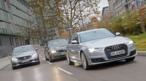 Audi A6 3.0 TDI Quattro, BMW 530d, Mercedes E 350 Bluetec, Frontansicht