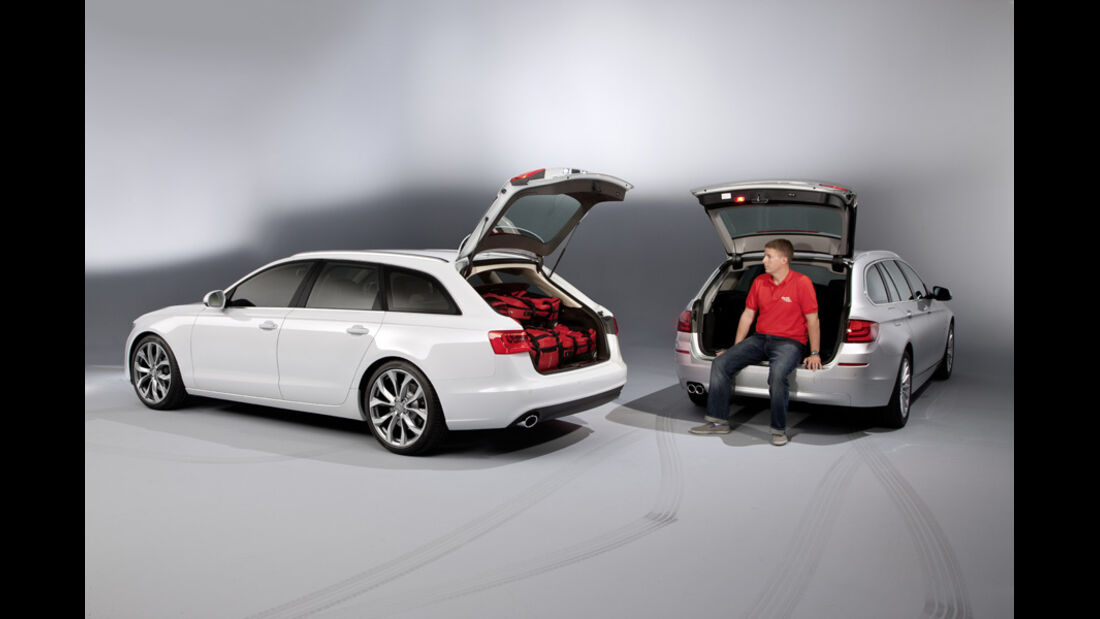 Audi A6 Avant, BMW 5er Touring, beide Fahrzeuge, Ladevolumen