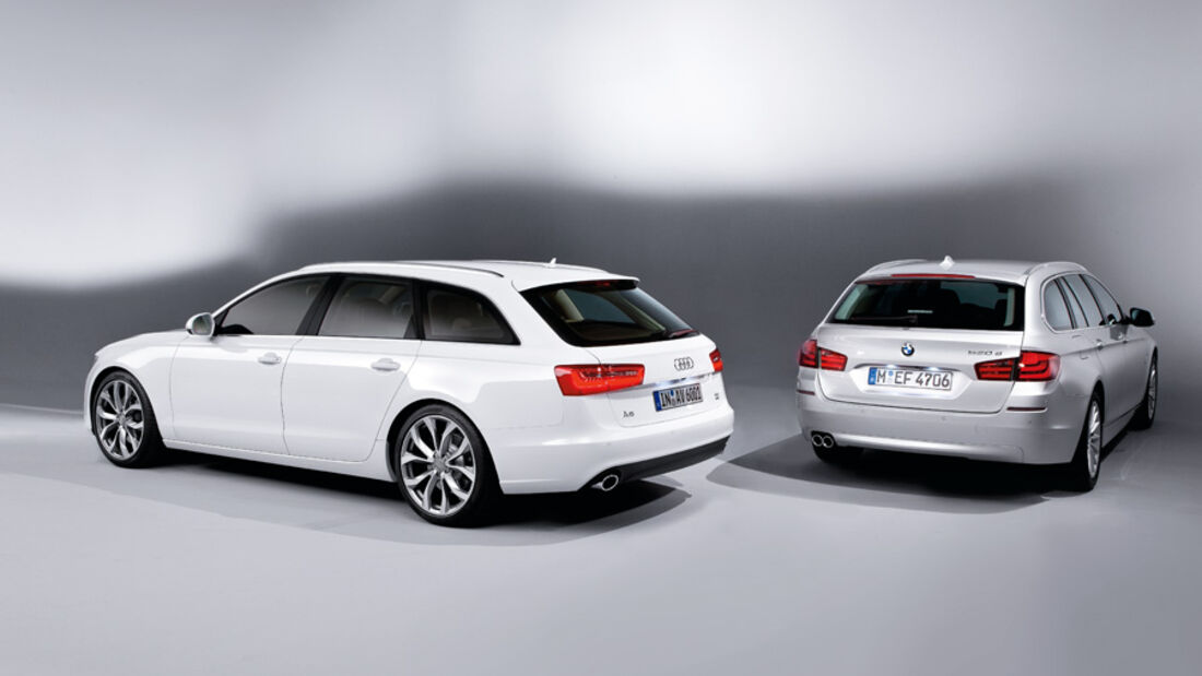 Audi A6 Avant, BMW 5er Touring, beide Fahrzeuge, geschlossen
