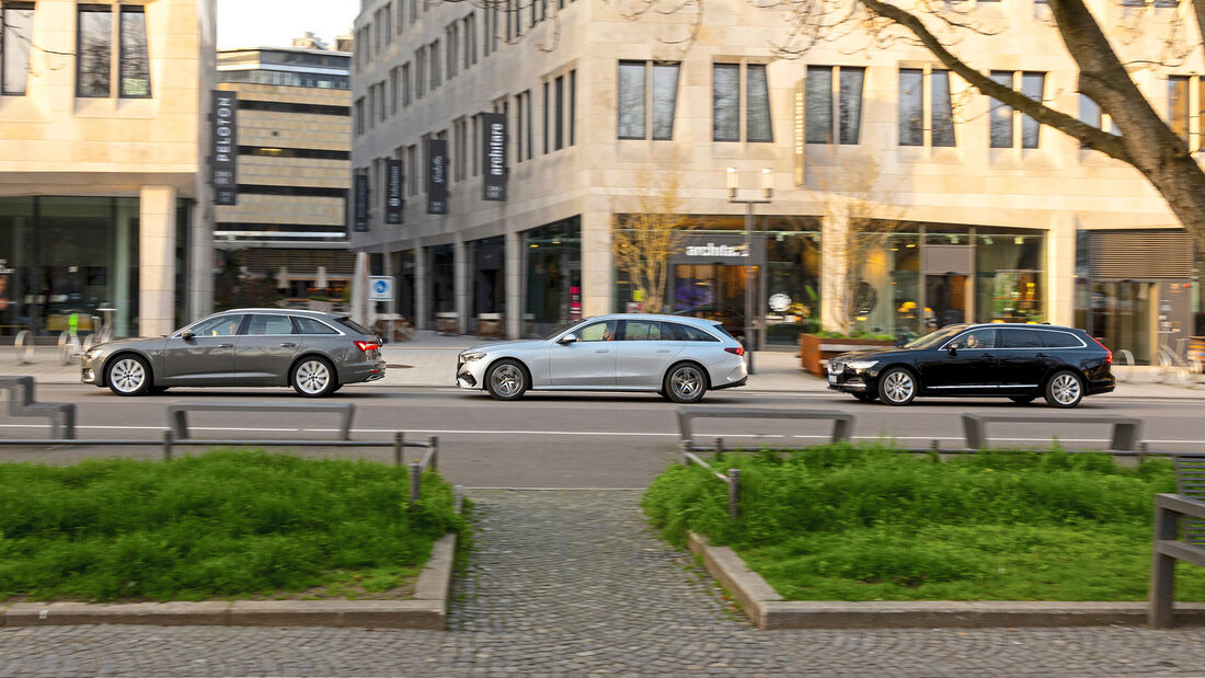 Audi A6 Avant, Mercedes E220d T, Volvo V90