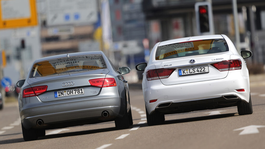 Audi A8 4.0 TFSI quattro, Lexus LS 600h F-Sport, Heckansicht