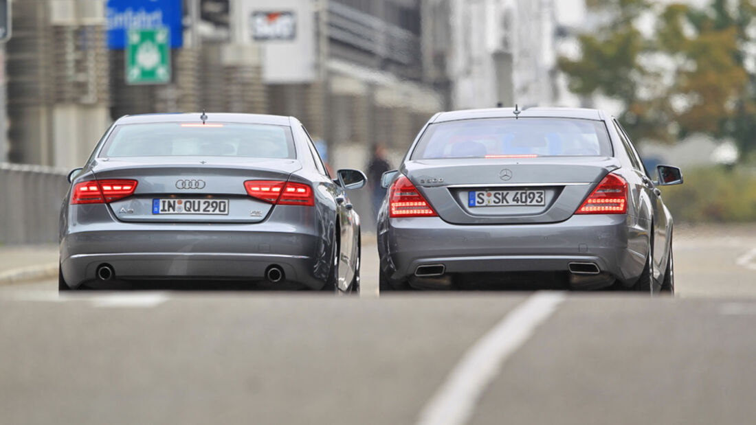 Audi A8 4.2 FSI Quattro, Mercedes S 500, RŸckansicht