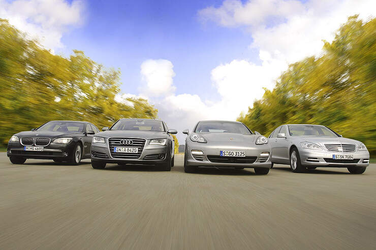 Audi A8 Bmw 7er Mercedes S Klasse Und Porsche Panamera Im Test Auto Motor Und Sport