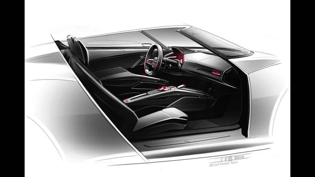 Audi E-Tron Spyder, Designskizze, Innenraum
