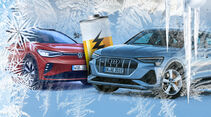 Audi E-Tron VW ID.4 Kälte Schnee Winter Collage