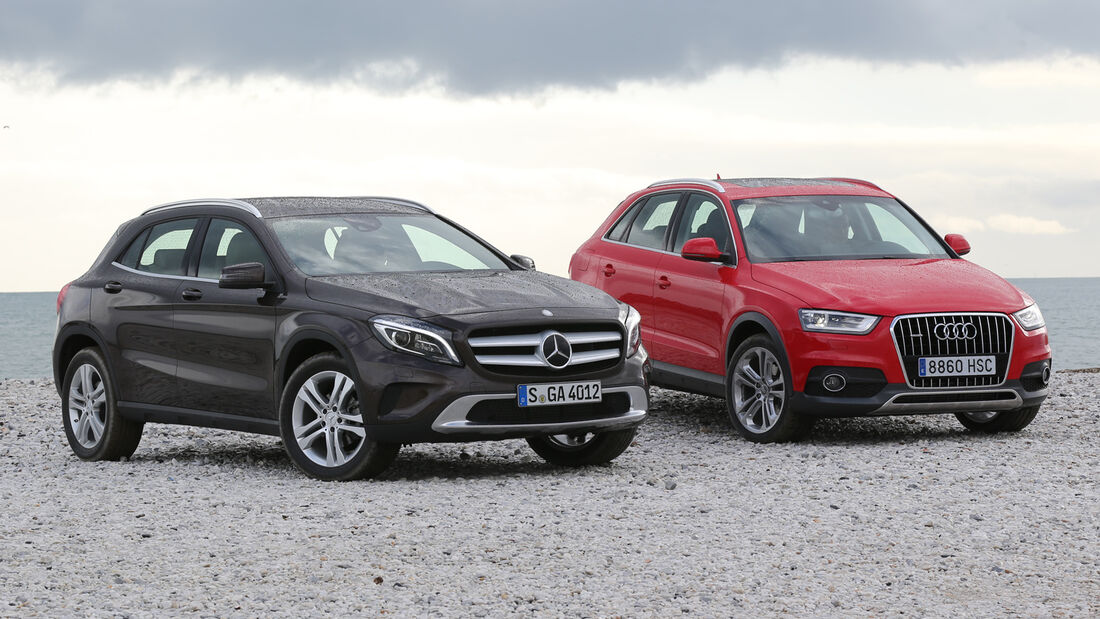 Audi Q3 2.0 TDI Quattro, Mercedes GLA 220 CDI 4Matic, Frontansicht