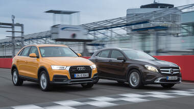 Audi Q3 2.0 TDI Quattro, Mercedes GLA 220 CDI 4Matic, Frontansicht