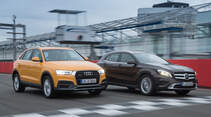 Audi Q3 2.0 TDI Quattro, Mercedes GLA 220 CDI 4Matic, Frontansicht