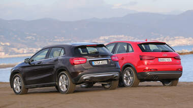 Audi Q3 2.0 TDI Quattro, Mercedes GLA 220 CDI 4Matic, Heckansicht