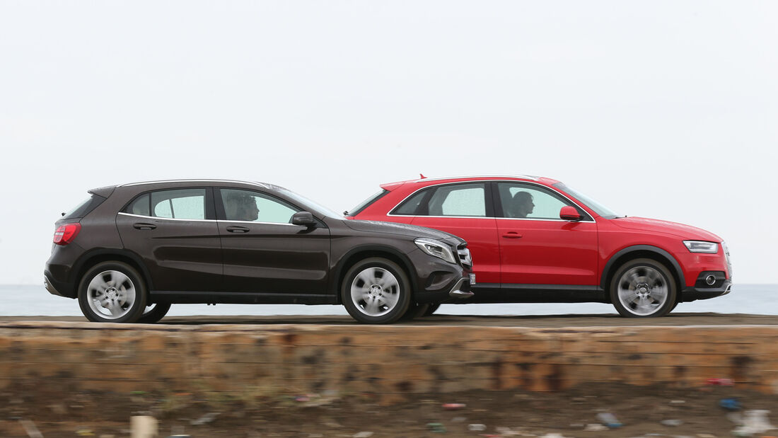 Audi Q3 2.0 TDI Quattro, Mercedes GLA 220 CDI 4Matic, Seitenansicht