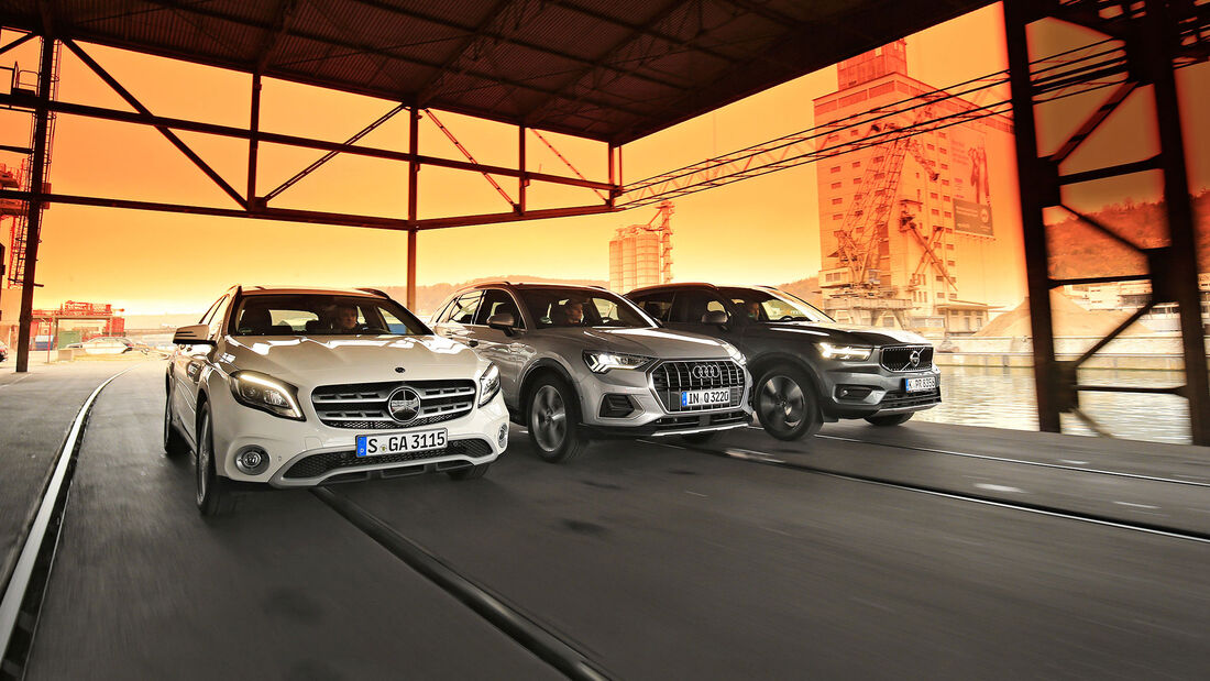 Audi Q3 35 TFSI Advanced, Mercedes GLA 200 Style, Volvo XC40 T3 Momentum, Exterieur