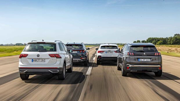 Audi Q3 Sportback, Hyundai Tucson, Peugeot 3008, VW Tiguan, Vergleichstest, ams1921