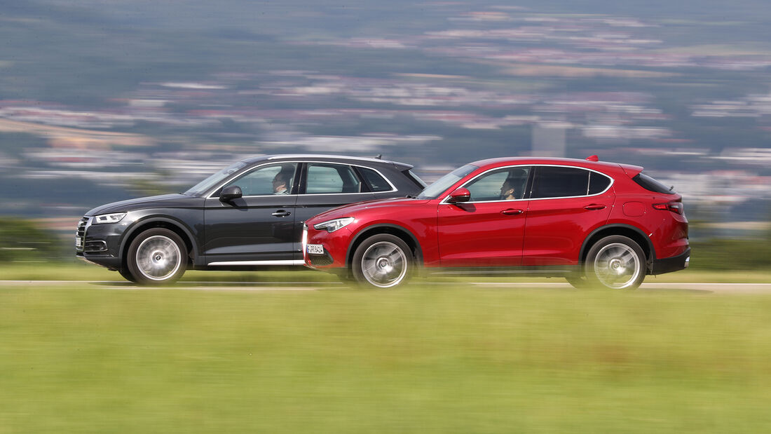 Audi Q5 2.0 TFSI Quattro, Alfa Romeo Stelvio 2.0 Turbo Q4 Heck