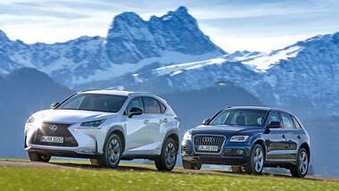 Audi Q5 2.0 TFSI Quattro, Lexus NX 300h E-Four F SPORT, Seitenansicht