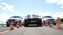 Audi Q5, Mercedes GLK, Porsche Macan, Frontansicht