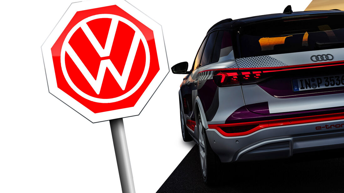 Audi Q6 E-Ton VW Stoppschild Collage